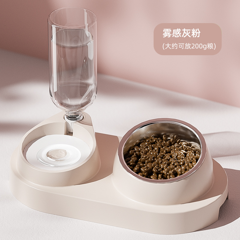 Tazón para gatos, doble tazón para gatos, tazón de agua para gatos, tazón de alimentación para gatos, tazón de boca inclinada para proteger la columna cervical, tazón de arroz para perros, tazón para perros, mascota Wang Jin