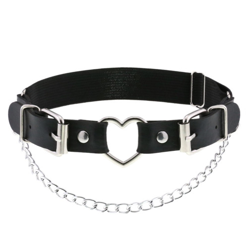 Cross-border Harajuku gothic punk style love heart chain leather thigh ring hip-hop personality elastic garter belt