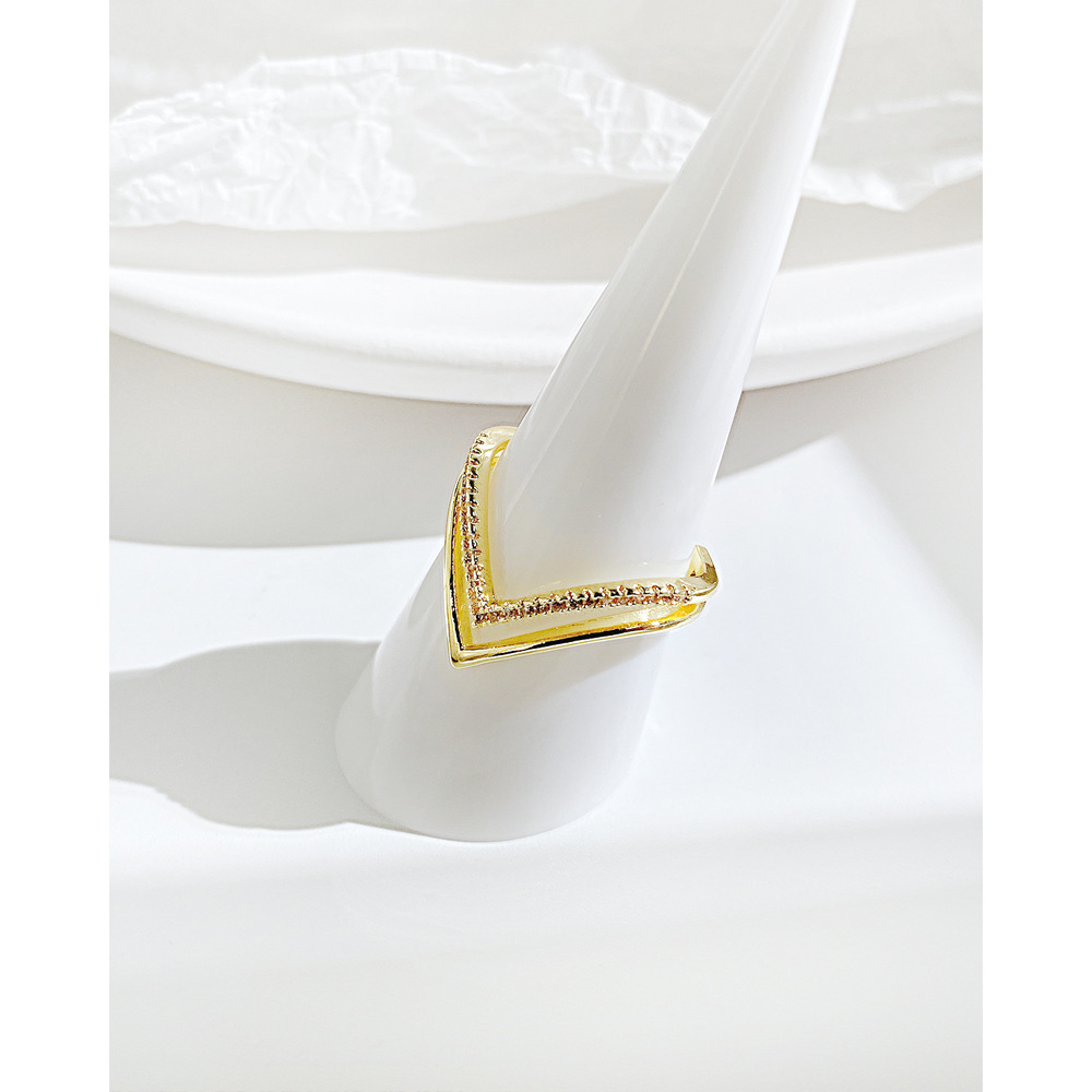 Fashion Geometric Copper Open Ring Plating Rhinestone Copper Rings