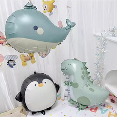 新品つや消し漫画テーマ動物アルミ膜風船ペンギンクジラ恐竜子供誕生日パーティー装飾アレンジ