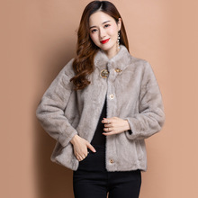 专柜高端中青年妈妈女装秋冬季新款修身貂皮大衣水貂绒短款皮草女