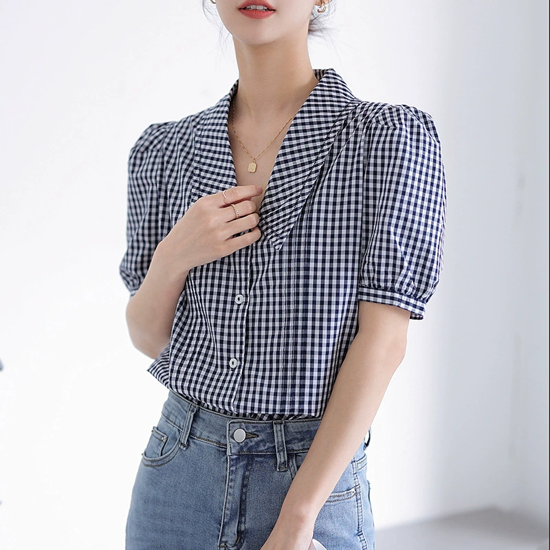 Красивая клетчатая рубашка женская летняя 2024 новая иностранная минус возраст