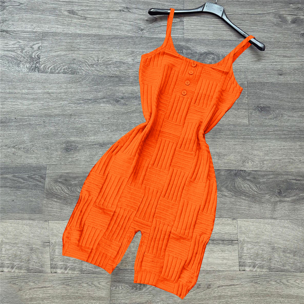 solid color pit strip slim backless one-piece shorts jumpsuit NSCBB135169