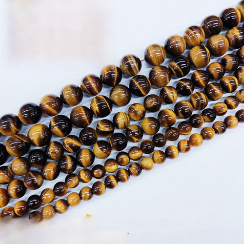 Hengcheng Jewelry Natural Tiger's Eye Gemstone Exquisite Yellow Tiger's Eye Bead String Bracelet Jewelry Accessories