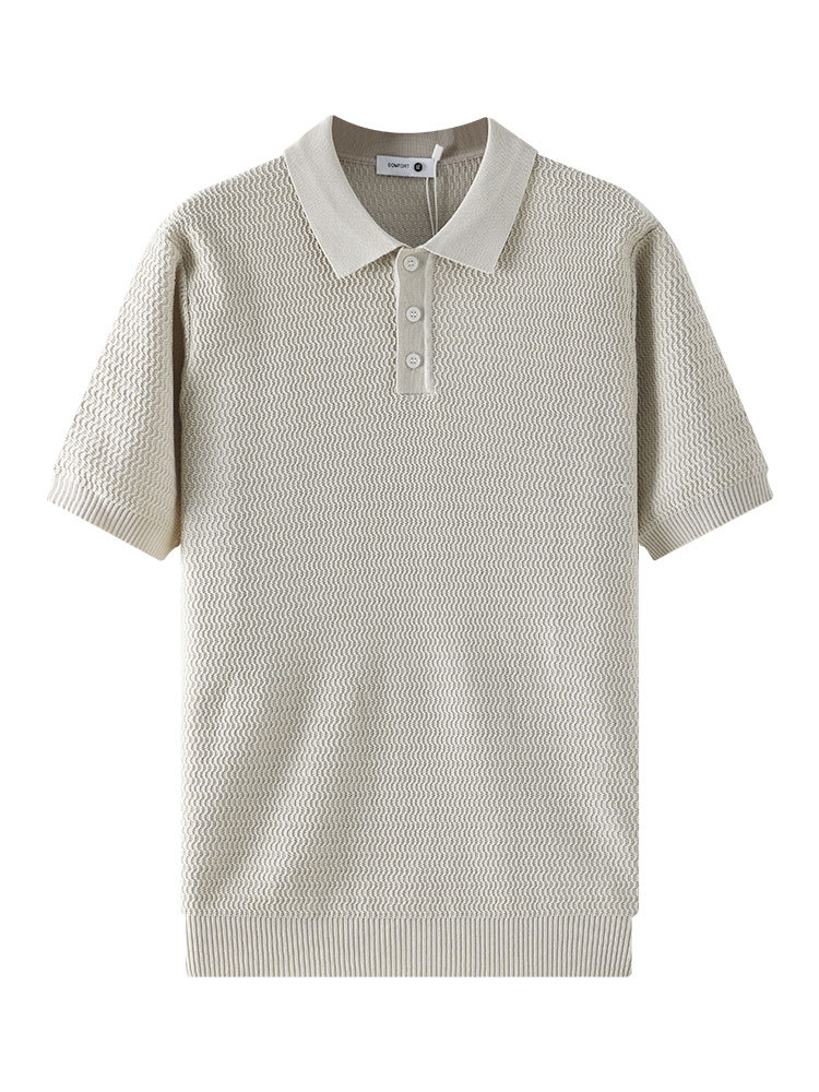 Hombres de alto nivel, camiseta de polo de hielo de punto, camiseta de verano de negocios, camiseta casual, ropa de hombre