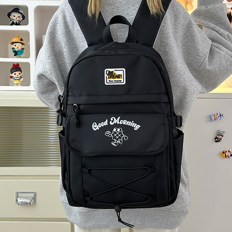 Mochila de estilo universitario de color de contraste lindo mujer 2025 nueva mochila de estilo crema casual campus escuela secundaria escuela secundaria