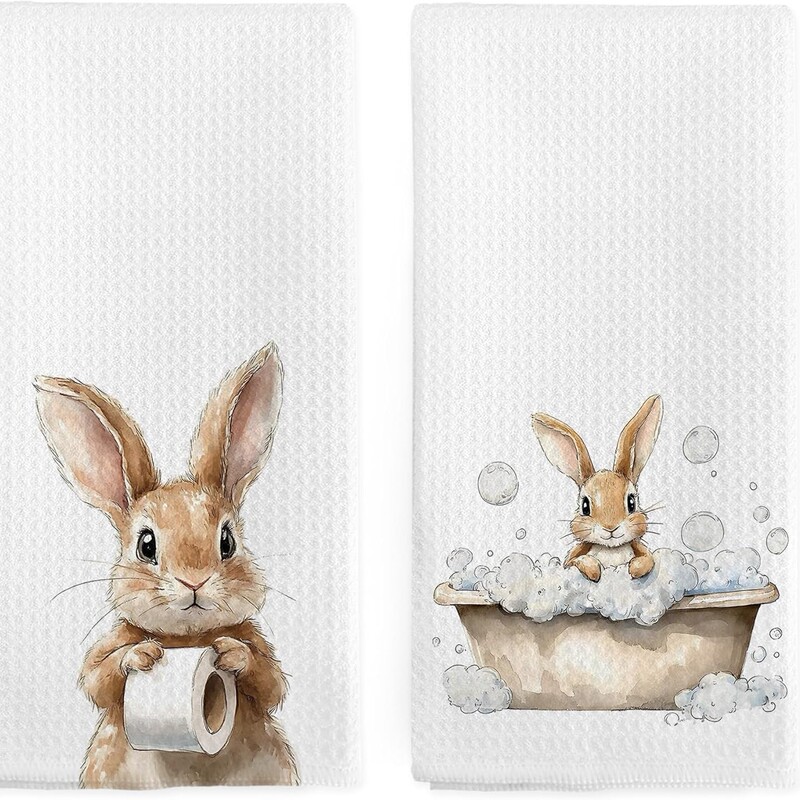 Single-Sided Printed Kitchen Towel, Ultra-Fine Fiber Quick-Dry Hand Towel, Easter Gift Towel with Printed Patterns for Home Use