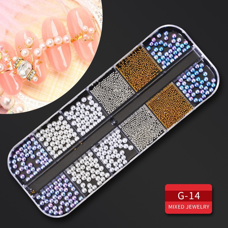 Juego completo transfronterizo de 12 compartimientos de remaches de metal, diamantes de imitación, Xingyue, piezas de concha de diamantes, accesorios para uñas, adornos para uñas