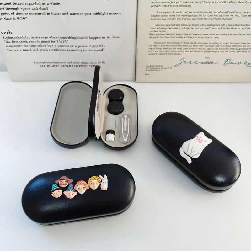 Ins Premium Colored Contact Lens Companion Frame Glasses Case Double-Layer Dual-Use Two-in-One Anti-Pressure Portable Storage Box