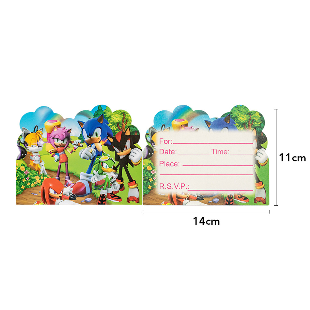 Sonic Hedgehog partido decoración suministros Sonic mantel Sonic cumpleaños traje bandera pastel Tarjeta de inserción