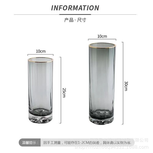 Nordic light luxury transparent glass vase water-raised flowers sunflower lily high-end vase living room decorations