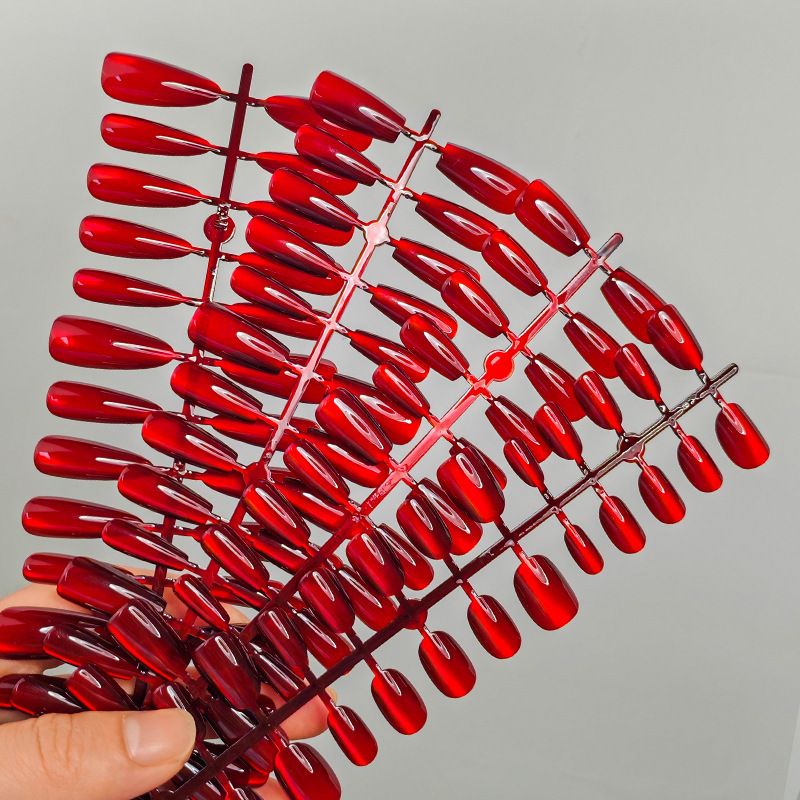 Solid Color Nail Stickers, Burgundy Collection, Cat-Eye Wearable Style, Elegant and Sexy Fake Nails, Finished Nail Pieces, Categorized by Size Solid Color Nail Stickers, Burgundy Collection, Cat-Eye Wearable Style, Elegant and Sexy Fake Nails, Finished Nail Pieces, Categorized by Size