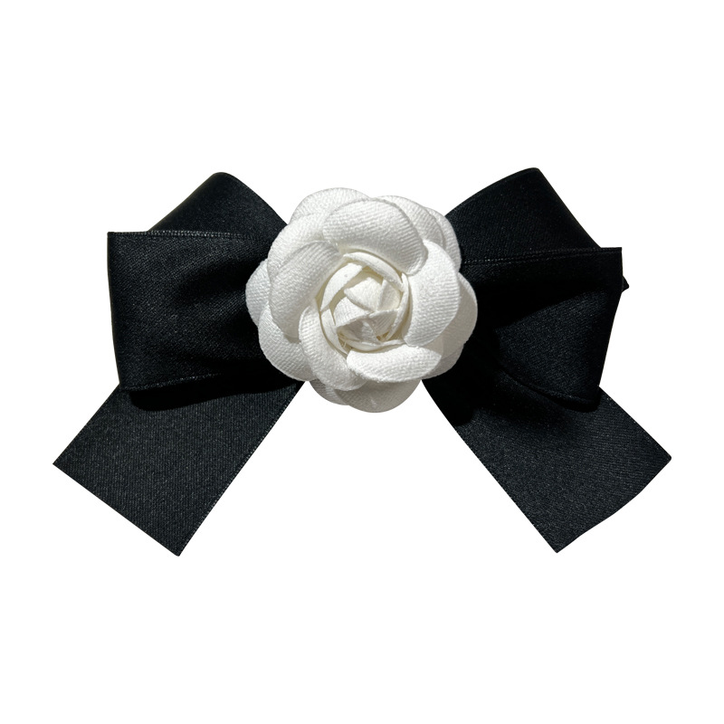 Camellia Brooch With Bow Tie Elegant Vintage Wedding Accessory_voghion.com
