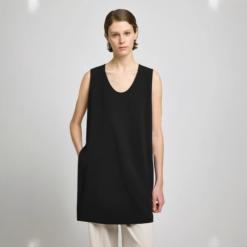 Th~Row Japanese Imported Triacetate Double-Sided Textured Minimalist Multi-Wear Zip-Up Long Vest Dress Set Th~Row Japanese Imported Triacetate Double-Sided Textured Minimalist Multi-Wear Zip-Up Long Vest Dress Set