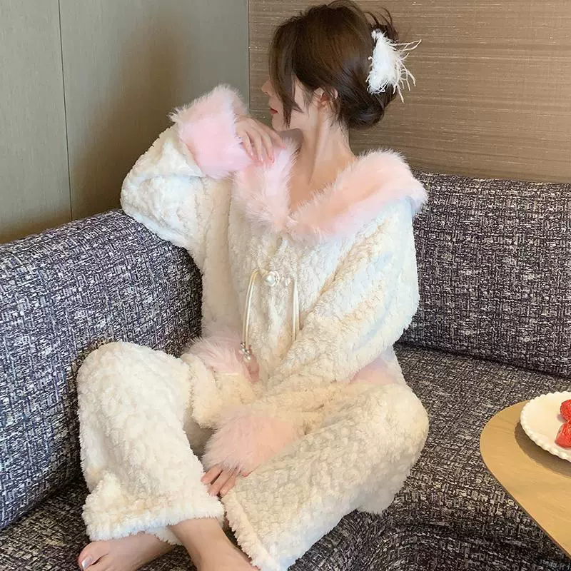 300 фунтов плюс пижама большого размера для женщин осенью и зимой толстый мм утолщение, кашемировый национальный стиль зимой можно носить на улице