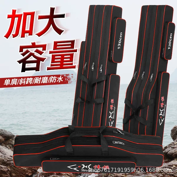 Black and Red Double Layer Three Layer Back Dual-purpose Fishing Rod Large Black Sea Rod Large Capacity Sports Backpack