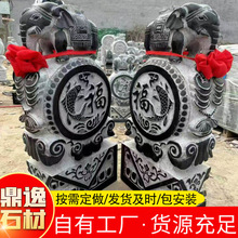 青石仿古门墩门口抱鼓石酒店别墅石鼓门口小象门鼓石装饰家用摆件