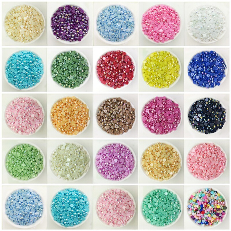 2-12mm flat bottom semicircle color half pearl ABS imitation pearl multicolor optional DIY mobile phone beauty sticker diamond accessories
