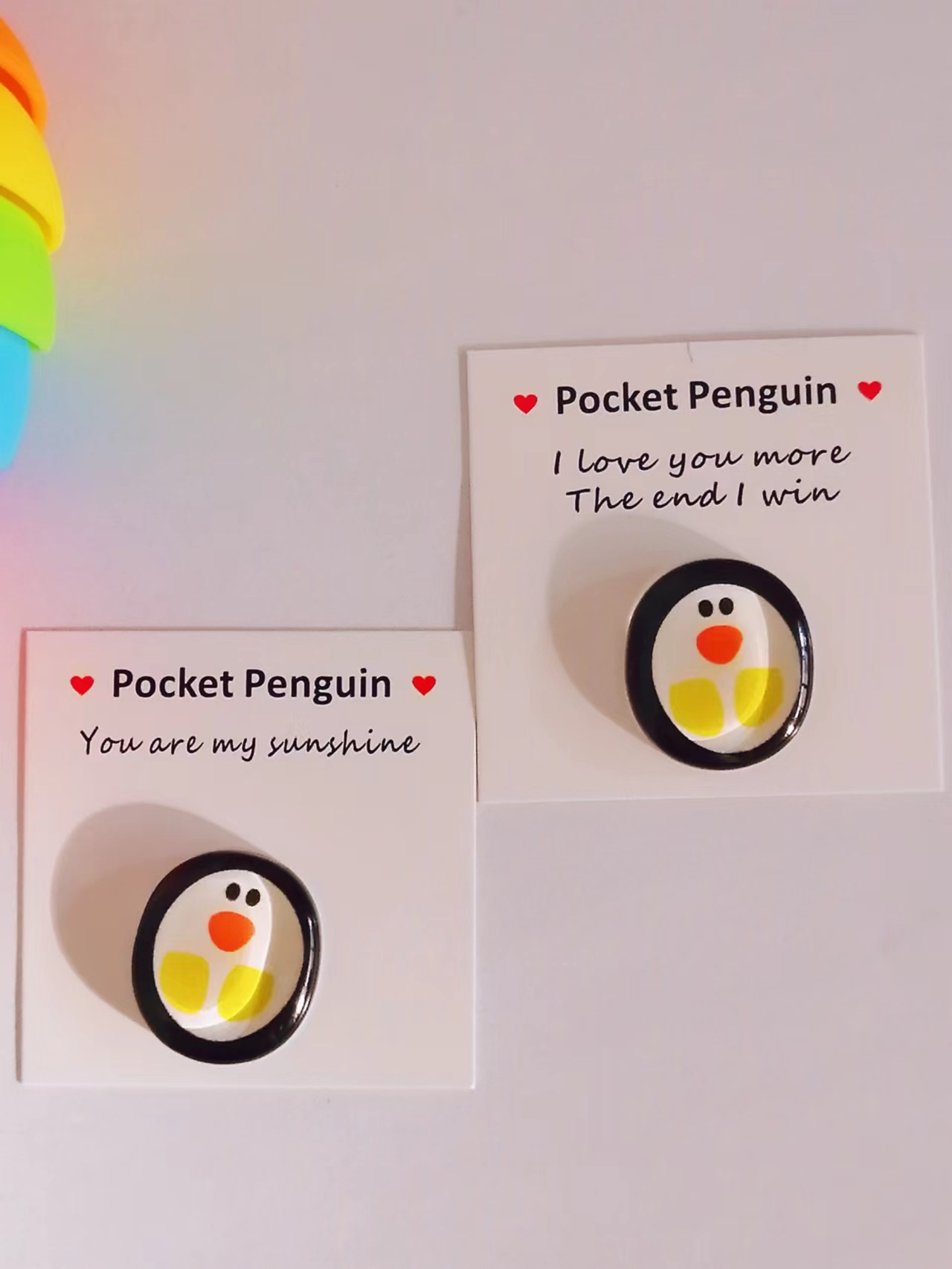 Cute Little Penguin Penguin Hug With Greeting Card display picture 1