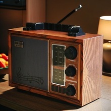 跨境新款收音机多波段FM/AM/SW多波段复古蓝牙音箱可插卡可充电