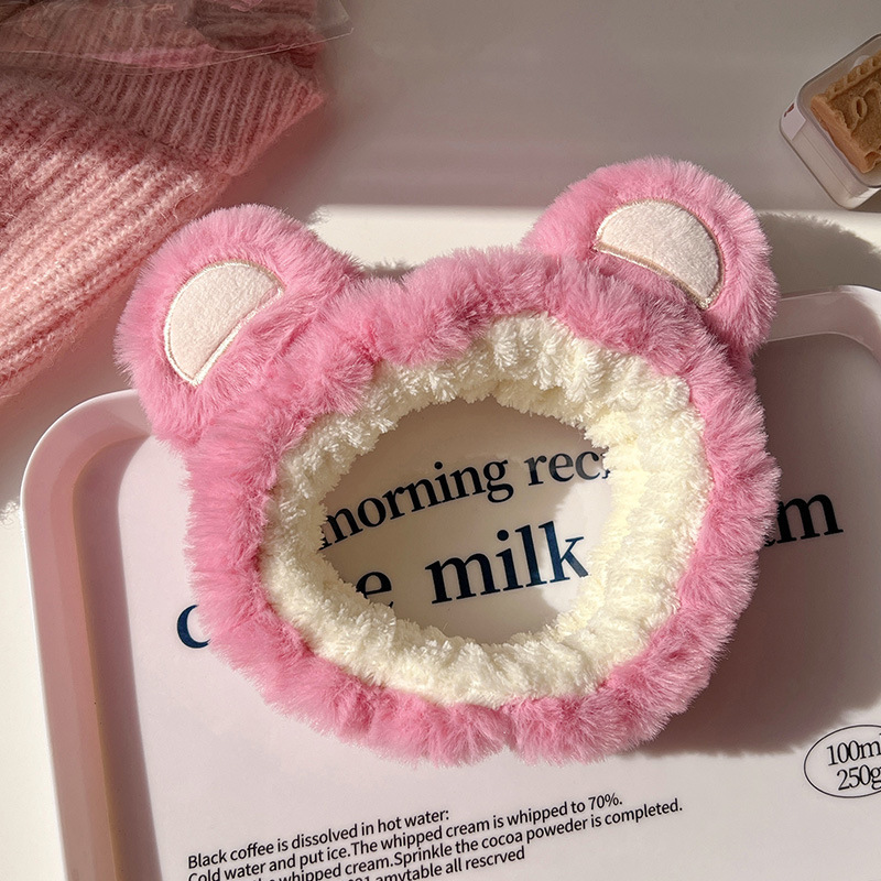 Peluche de felpa, banda para el cabello, banda para el cabello, máscara para mujeres, tocado para el lavado de cara, diadema impermeable y a prueba de humedad, banda para el cabello, accesorios para el cabello