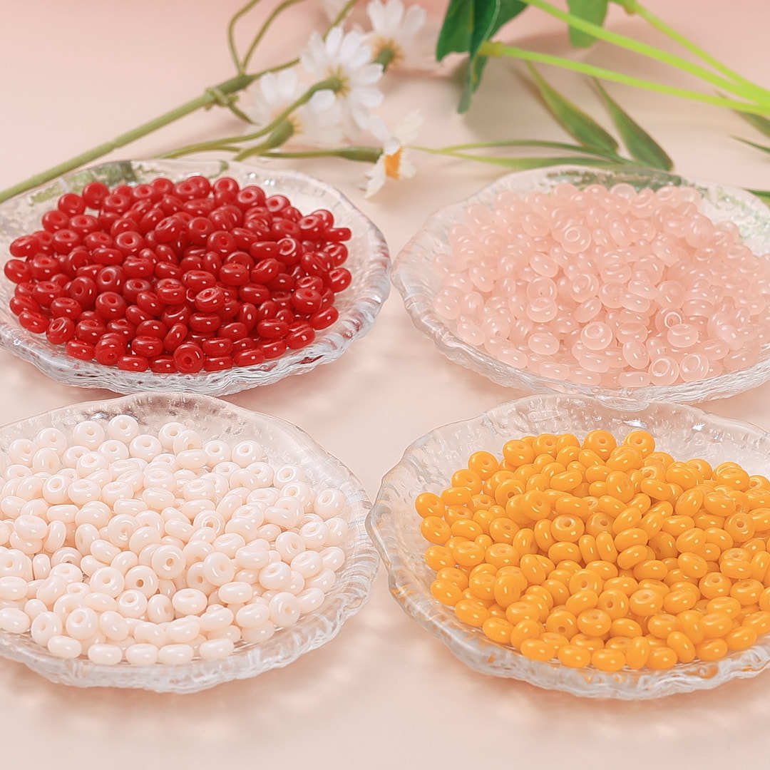 批发玻璃3*6mm车轮珠算盘珠散珠玉料隔珠隔片手工diy穿孔串珠配件