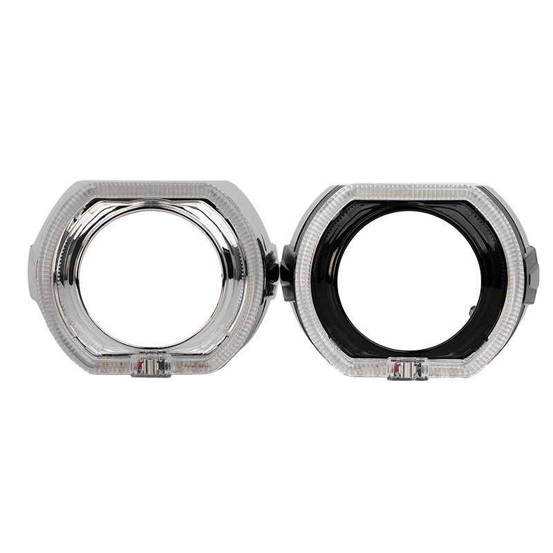 Cubierta de una pieza de ojo de ángel cuadrado con guía de luz de 3 pulgadas y 2,5 pulgadas cubierta decorativa de lente de automóvil modificada cubierta de sombreado de apertura LED