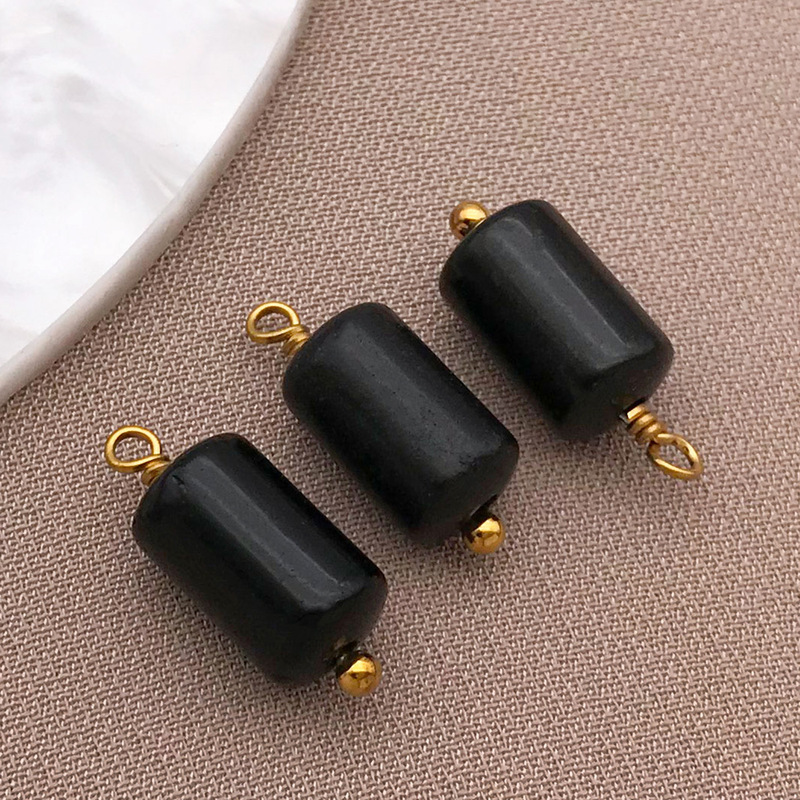 クリスタルストーン円筒ビーズペンダントステンレス鋼小さなペンダント DIY 手作りイヤリングネックレスブレスレットジュエリーアクセサリー|undefined