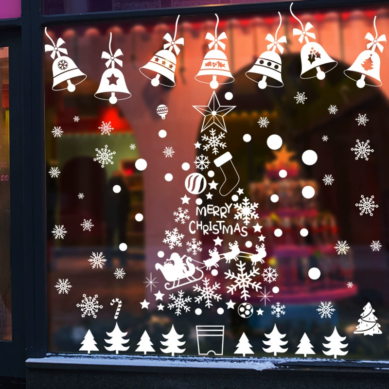 Рождественские наклейки рождественские украшения мультфильм милый витрина стекла наклейки статические белые снежинки наклейки окна съемные