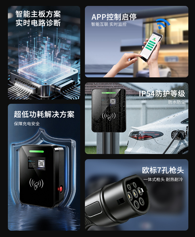 European standard cross-border new energy car Tesla fast charging home communication 7kw car Type2 factory charging pile