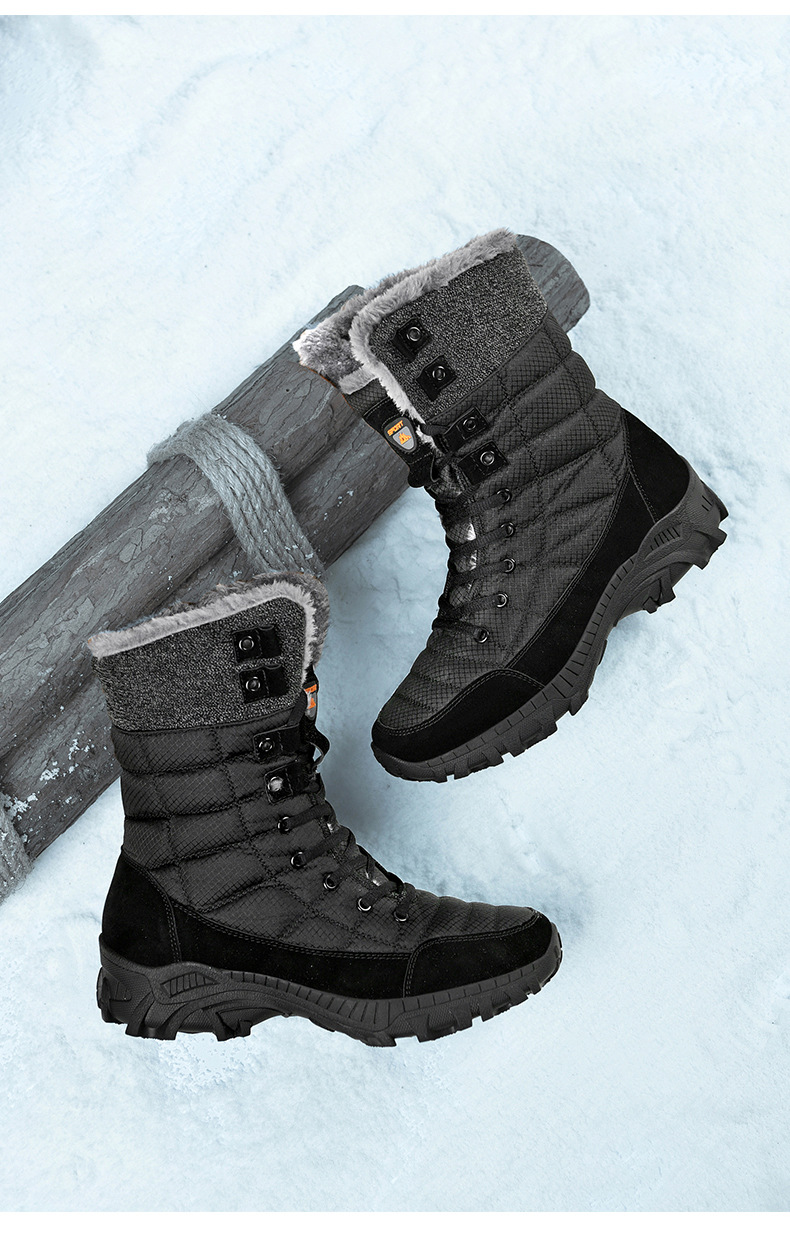 Winter outdoor snow boots High top boots non-slip waterproof warm large size cotton shoes light cold waterproof men's boots_voghion.com