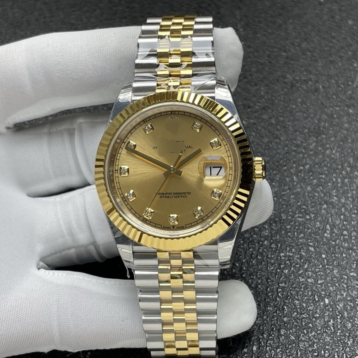 Kişi üçün mexaniki qol saatı, 41mm, polad qayış, brilyant siferblat