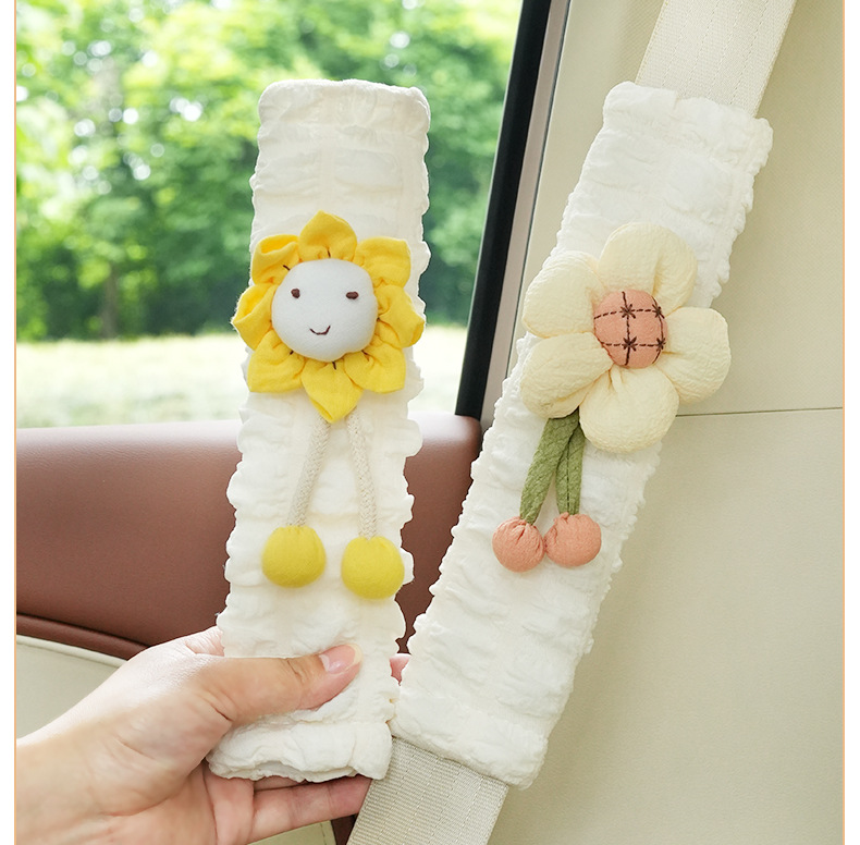 Car Seat Belt Shoulder Cover Internet Celebrity Puffy Car Soft Anti-Rein Protective Cover Goddess Car Decoration Supplies