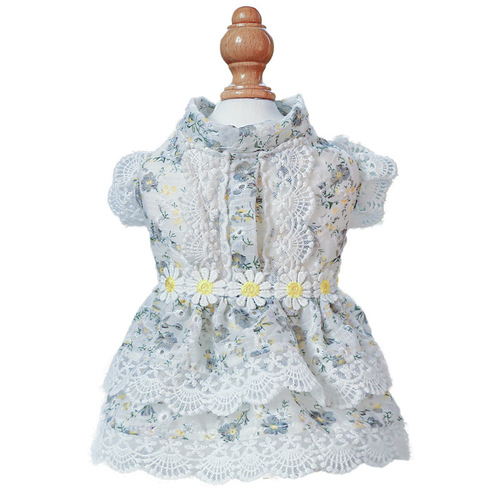 Pet Clothes Teddy Bichon Clothing Factory Direct Supply Endless Summer Floral Dress Princess Lace Flower Dog Clothes
