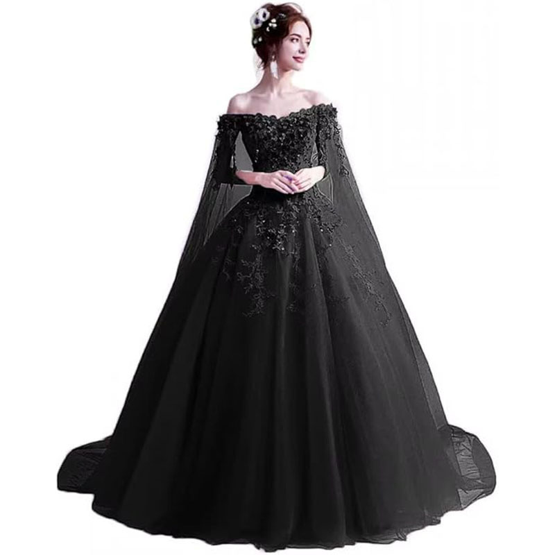 Foreign Trade Amazon 2026 New Women's Off-Shoulder Dress Masquerade Cocktail Party Dress Ball Gown