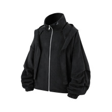 秋季慵懒风宽松版型皮绒开衫外套青春时尚跨境外贸批发大码加大男