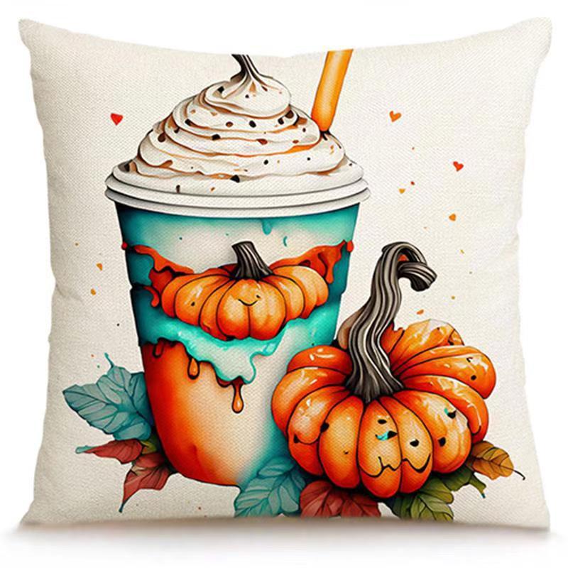 Transfronterizo Amazon Halloween impresión lino almohada cubierta bruja calabaza decoración doméstica almohada cubierta