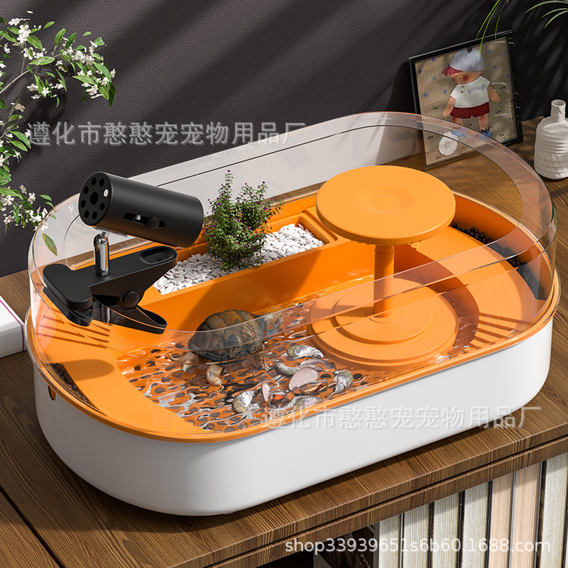 Tanque para tortugas con plataforma para tomar el sol, tanque de cría para tortugas brasileñas, casa para tortugas, villa, sala de estar, hogar, tanque para tortugas dedicado.