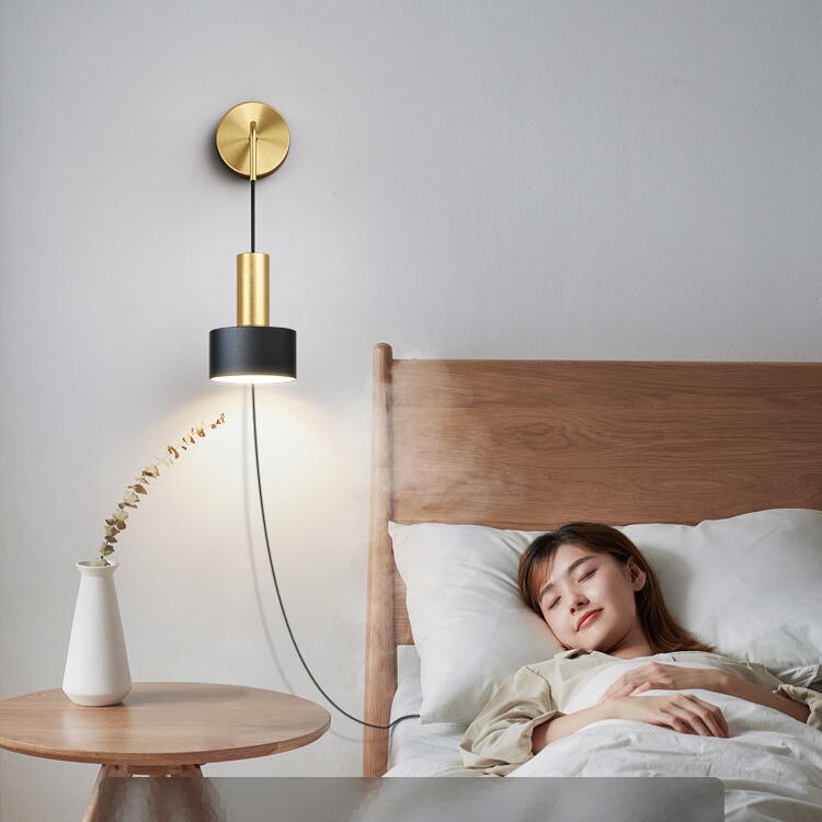 Wall lamp bedroom bedside lamp wiring-free living room wall lamp creative modern minimalist Nordic light luxury lighting lamp room