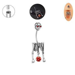 Cross-border Stainless Steel Creative Skull Navel Nail Retro Personalized Abdominal Piercing Piercing Jewelry Umbilical Ring