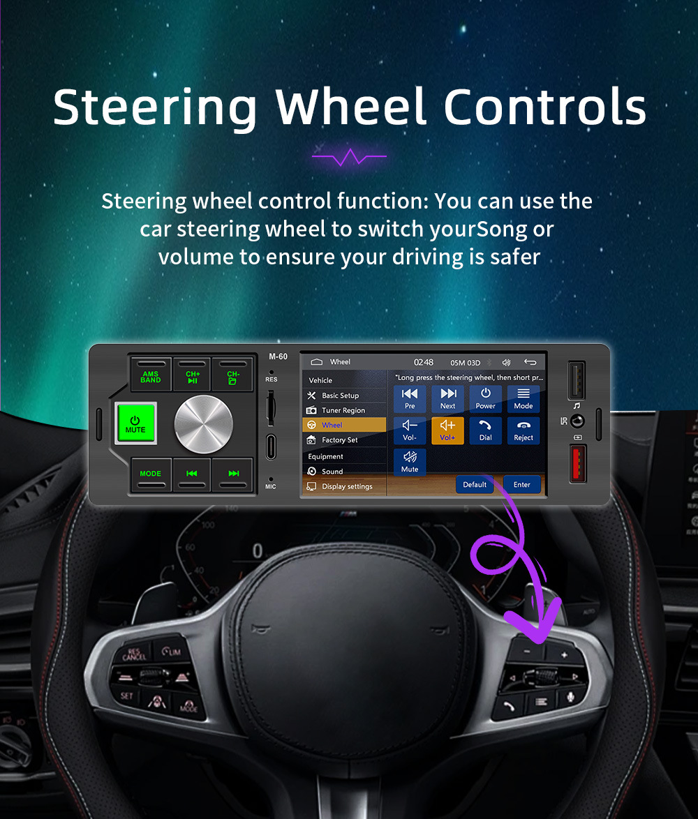 4.1inch Single-DIN Wired CarPlay Car MP5 Player Bluetooth Reversing Car Center Console Radio 12V
