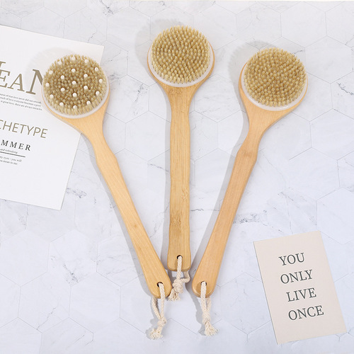 Factory Direct Massage Body Scraper for Exfoliating, Foaming Bath Brush, Shower Brush, Back Scraper, Long Handle Boar Bristle Shower Brush