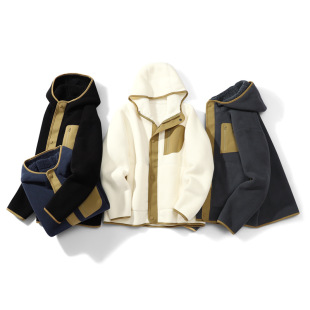 Cross-border Quality Outdoor Fleece Coat Men's and Women's Color-matching Hooded Fleece Coat Jacket fleece-lined Thickened Warm Sweater