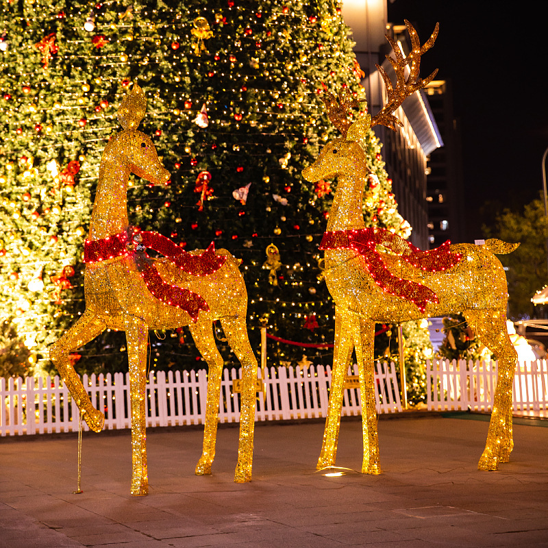 Navidad alce gigante decoración de hierro forjado luminoso decoración de Navidad decoración de hotel decoración de Navidad