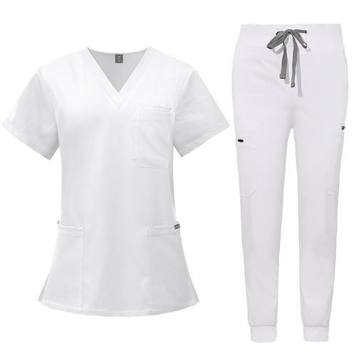 New Product Double Layer Multifunctional Pocket Nurse Uniform Surgery Anesthesia Worker Short Sleeve Pants Set