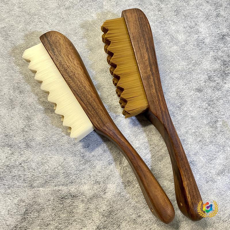 ☍厂家新款木柄棋格万毛刷便携式方型文玩刷子缝隙包浆核桃抛光工