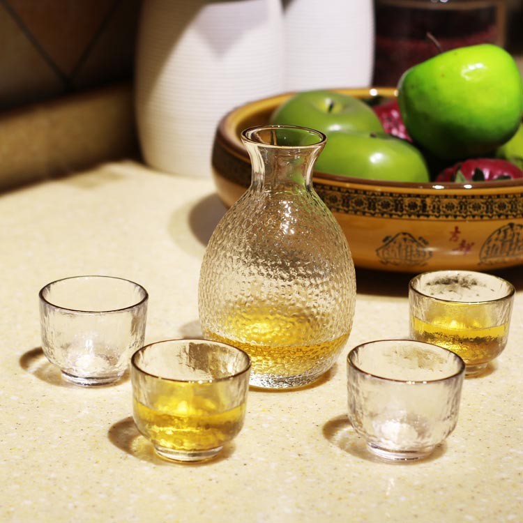 Japanese-style hammered clear wine glass fruit wine pub clear wine pot suit wine warmer hot wine pot glass wine distribution bucket wine set