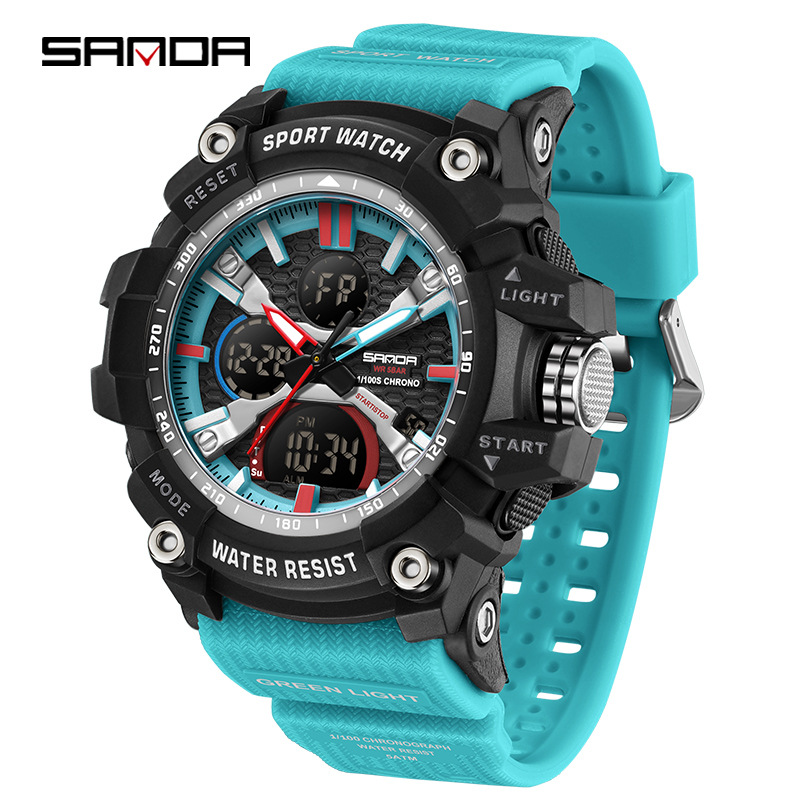 Sanda reloj de venta caliente deportes para estudiantes reloj electrónico luminoso fresco tendencia de moda reloj electrónico impermeable