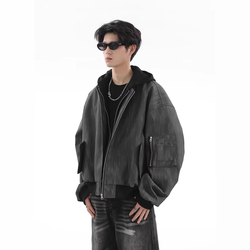 American Fashion Jacket for Men, New Spring and Autumn Trendy Brand Versatile Textured Jacket, Retro High Street Cool Couple's Top