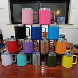 跨境12oz不锈钢马克杯 创意办公泡茶水杯带手柄咖啡杯现货批发